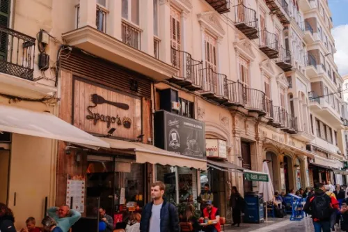 crowded main street town