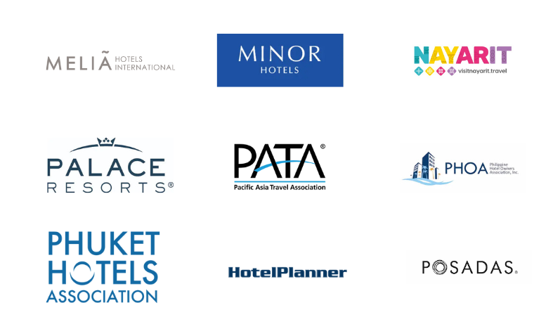 Supporters include PATA, Posadas, Radisson