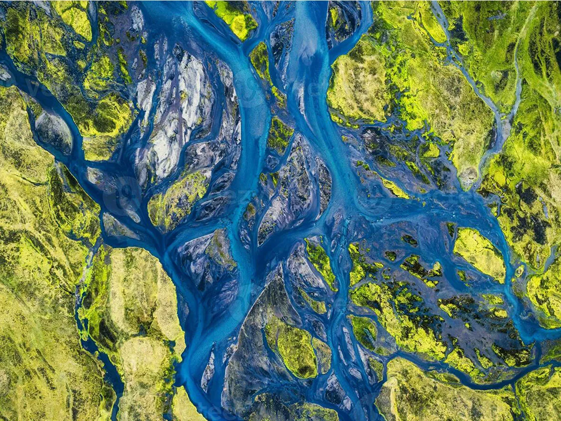 River and landscape delta aerial