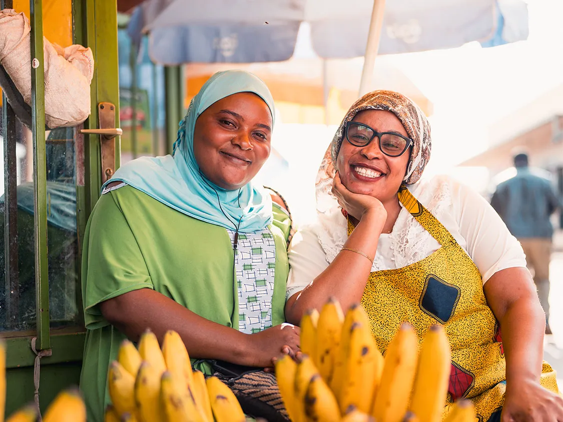women selling at a market
